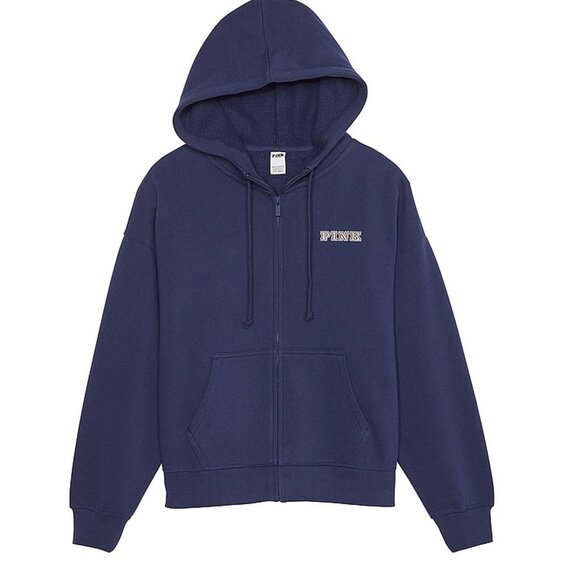 Victoria's Secret PINK Ivy Fleece Full Zip Hoodie New With Tags Size XXL Blue - Picture 2 of 9
